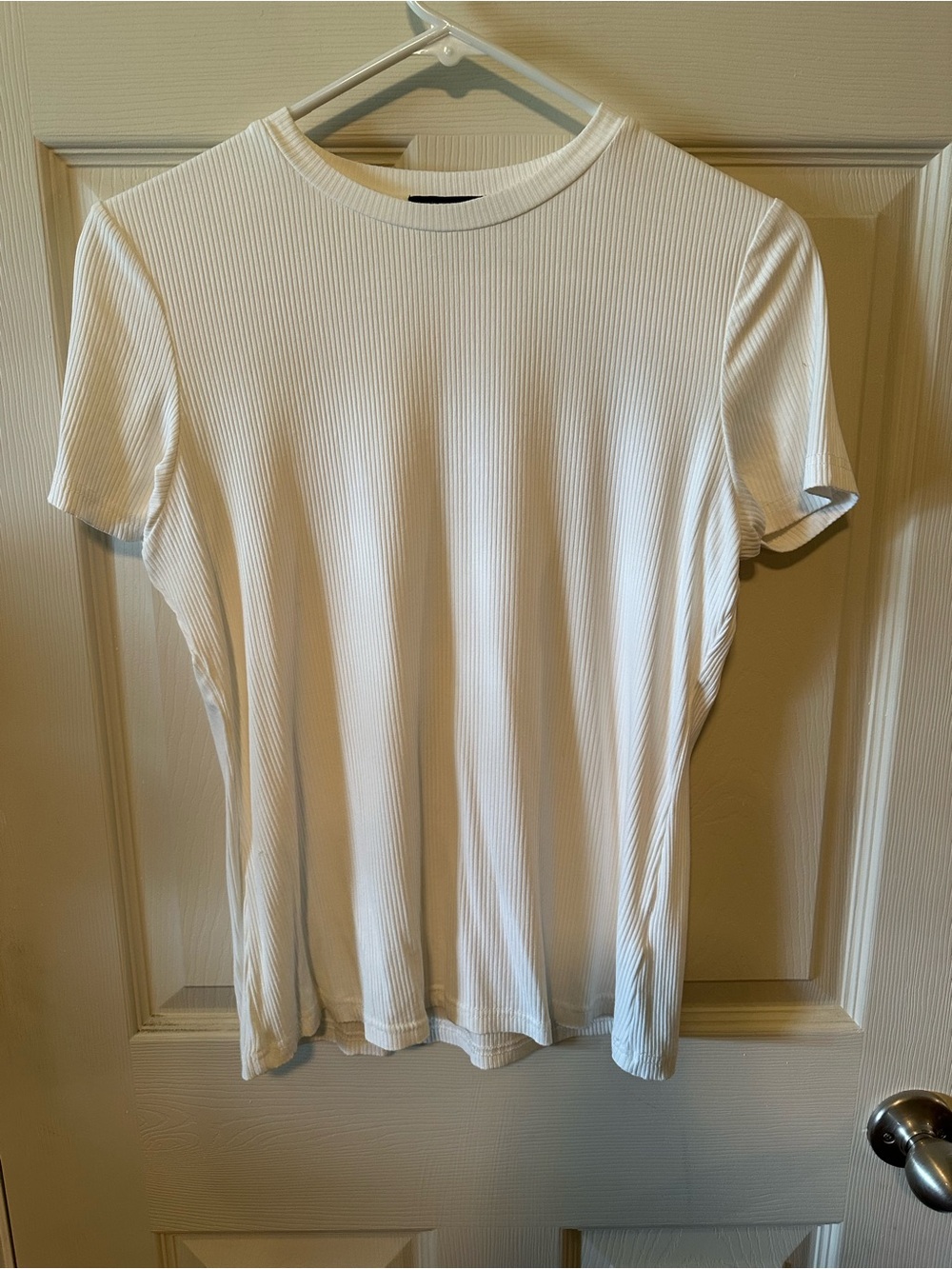 Mikarose Cream Ribbed Short Sleeve Top